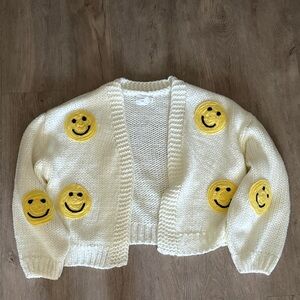 New Chic Cream Cardigan with Smiley Accents
